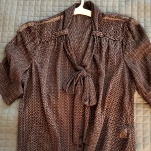 Sheer faux scarf blouse